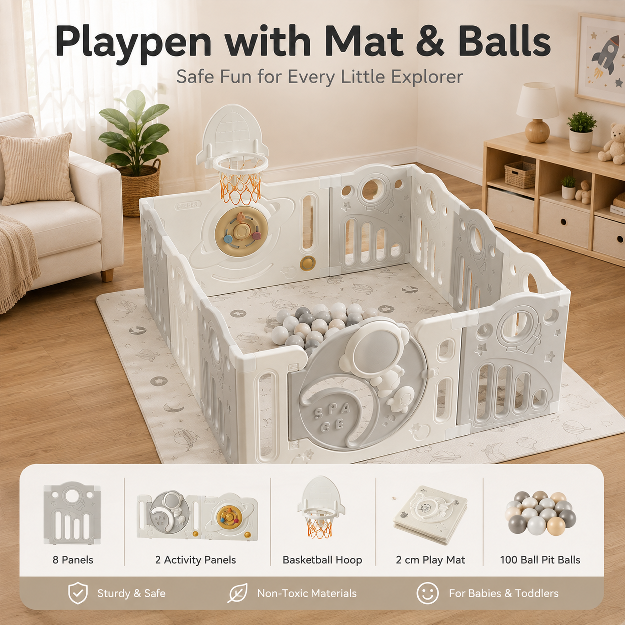 Mamaraya Astronaut Toddler Playard Activity Center