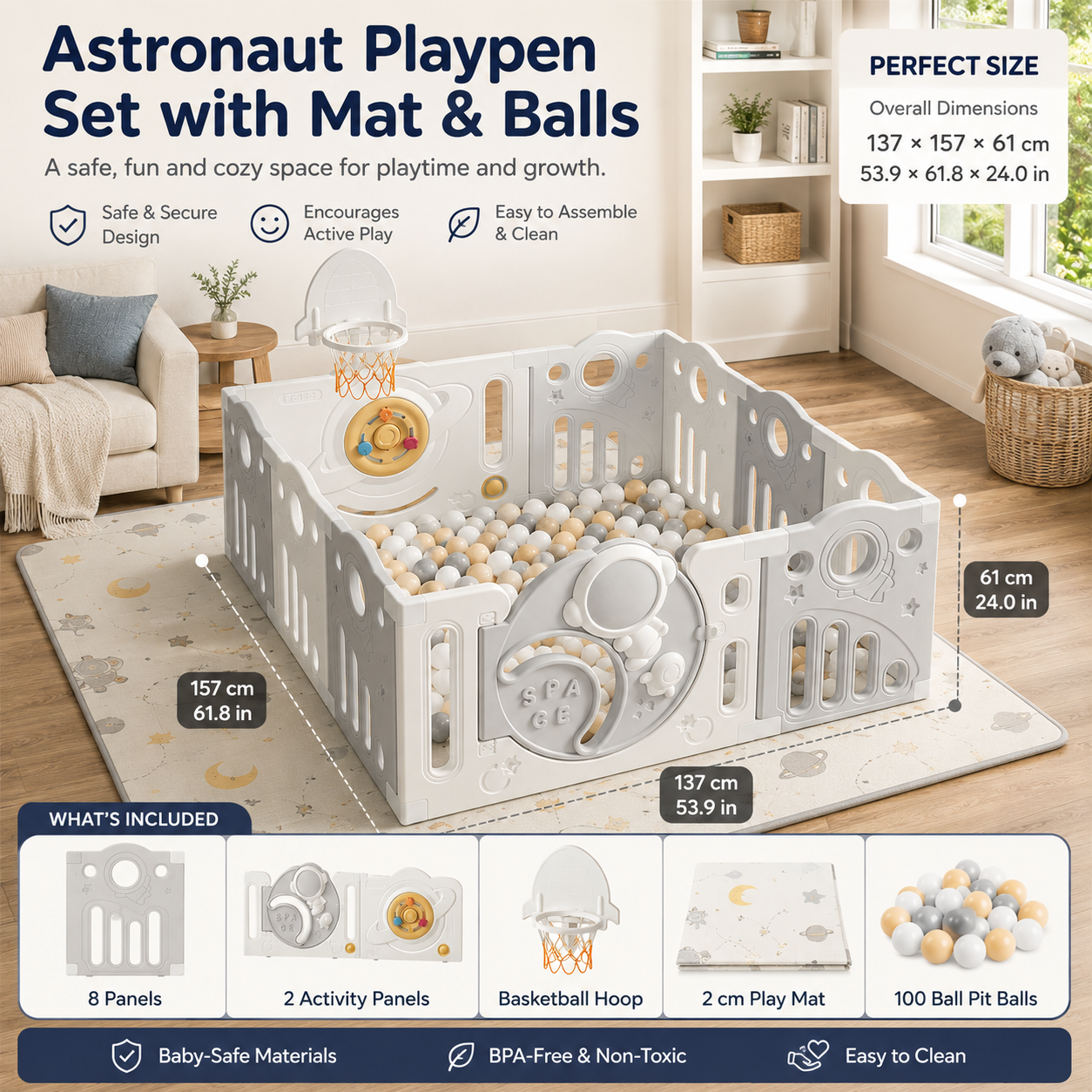Mamaraya Astronaut Toddler Playard Activity Center