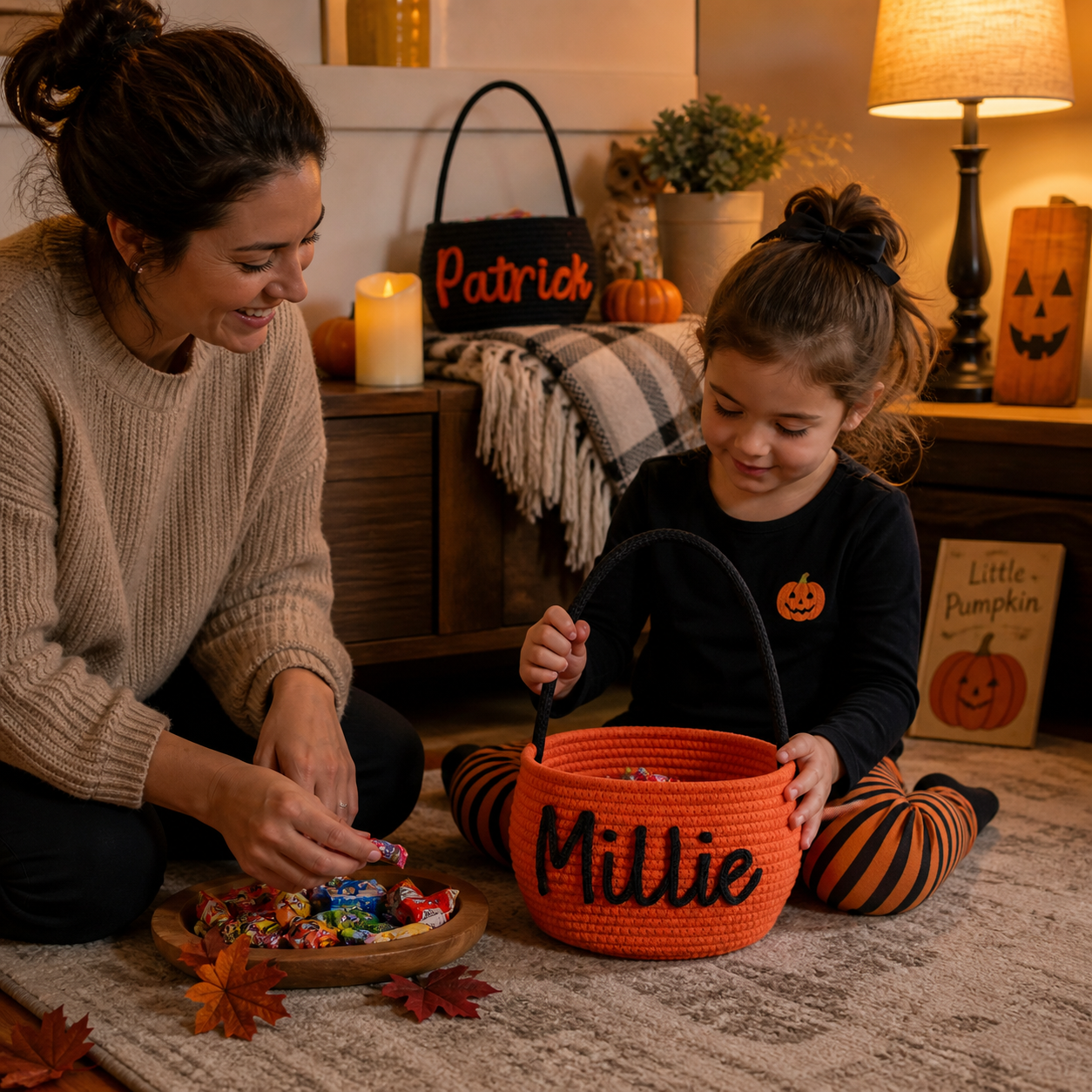 MamaRaya Personalized Halloween Trick or Treat Basket
