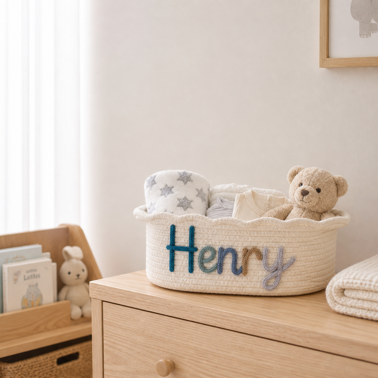 MamaRaya Personalized Cotton Rope Diaper Caddy