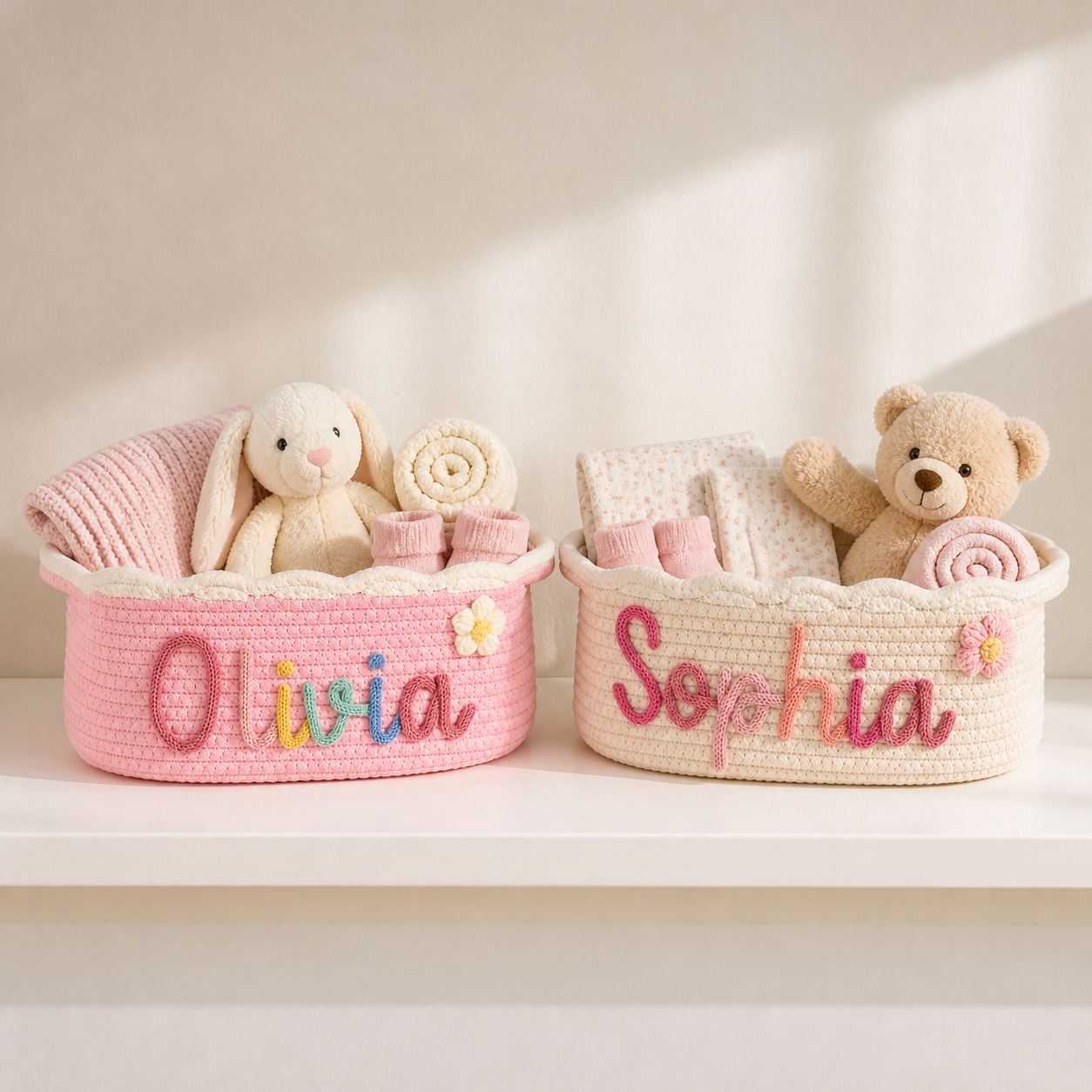 MamaRaya Personalized Cotton Rope Diaper Caddy