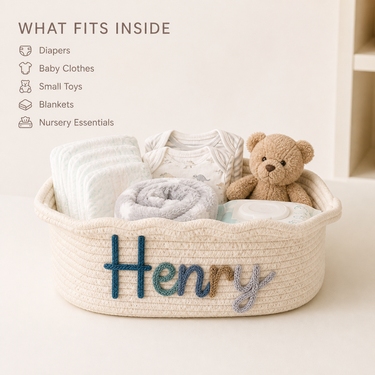 MamaRaya Personalized Cotton Rope Diaper Caddy